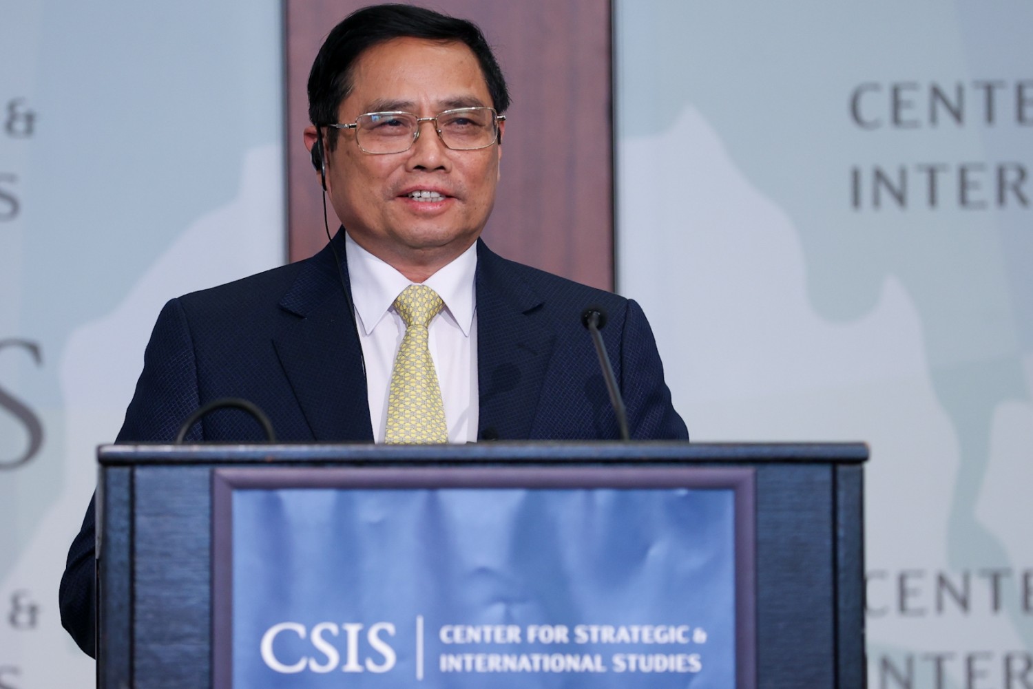 Thủ tướng Phạm Minh Chính phát biểu tại Trung tâm Nghiên cứu Chiến lược và Quốc tế Hoa Kỳ (CSIS), ngày 11/5 (giờ địa phương) - Ảnh: VGP/Nhật Bắc