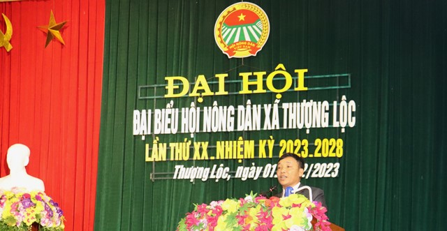 Đồng chí Đặng Tịnh – Chủ tịch Hội Nông dân xã Thượng Lộc khai mạc Đại hội đại biểu Hội Nông dân xã Thượng Lộc lần thứ XX – nhiệm kỳ 2023 – 2028.