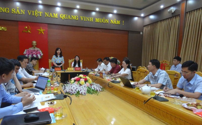 Đồng chí Nguyễn Thị Mai Thủy – Tỉnh ủy viên, Chủ tịch Hội Nông dân tỉnh phát biểu tại buổi làm việc