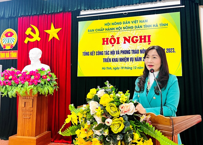 Đồng chí Nguyễn Thị Mai Thủy - Tỉnh ủy viên, Phó Trưởng ban Thường trực Ban Dân vận Tỉnh ủy phát biểu