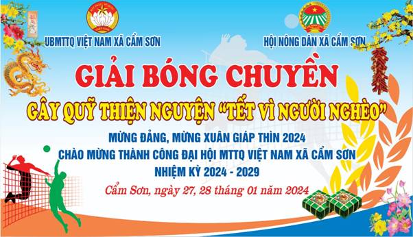 Hội Nông dân xã Cẩm Sơn phối hợp tổ chức giải bóng chuyền gây quỹ thiện nguyện “Tết vì người nghèo” năm 2024