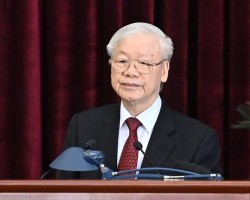 Tổng Bí thư Nguyễn Phú Trọng phát biểu bế mạc Hội nghị - Ảnh: VGP