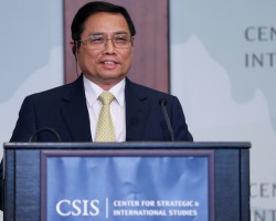 Thủ tướng Phạm Minh Chính phát biểu tại Trung tâm Nghiên cứu Chiến lược và Quốc tế Hoa Kỳ (CSIS), ngày 11/5 (giờ địa phương) - Ảnh: VGP/Nhật Bắc